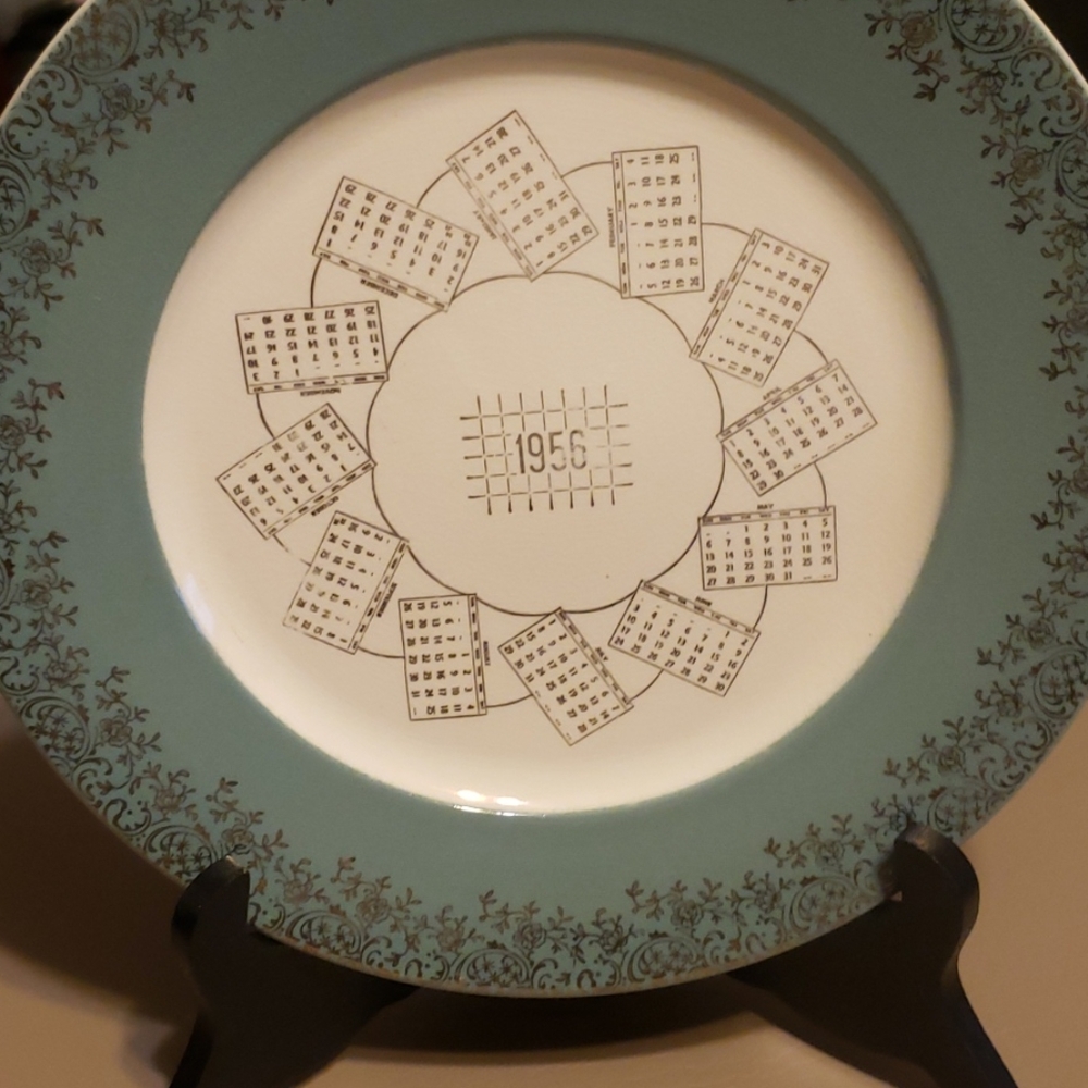 Vintage Calendar Plate 1956